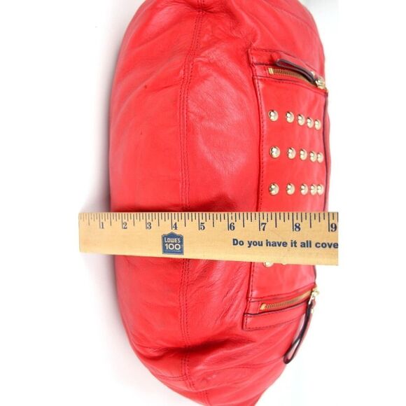 ROOMY HYPE RED GENUINE LEATHER STUDDED HOBO TOTE SHOULDER BAG HANDBAG PURSE - Picture 12 of 13